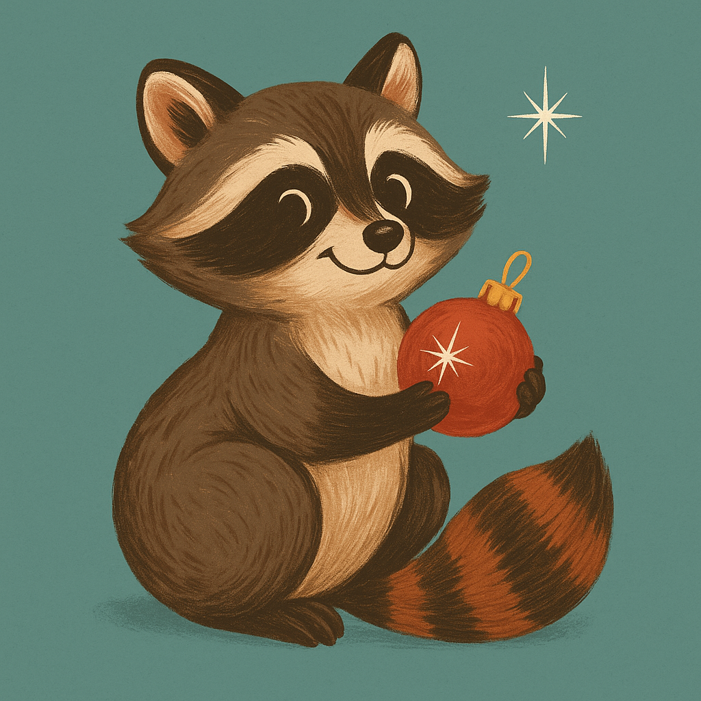 Holiday Raccoon Magnet – 2.5 Inch includes shipping