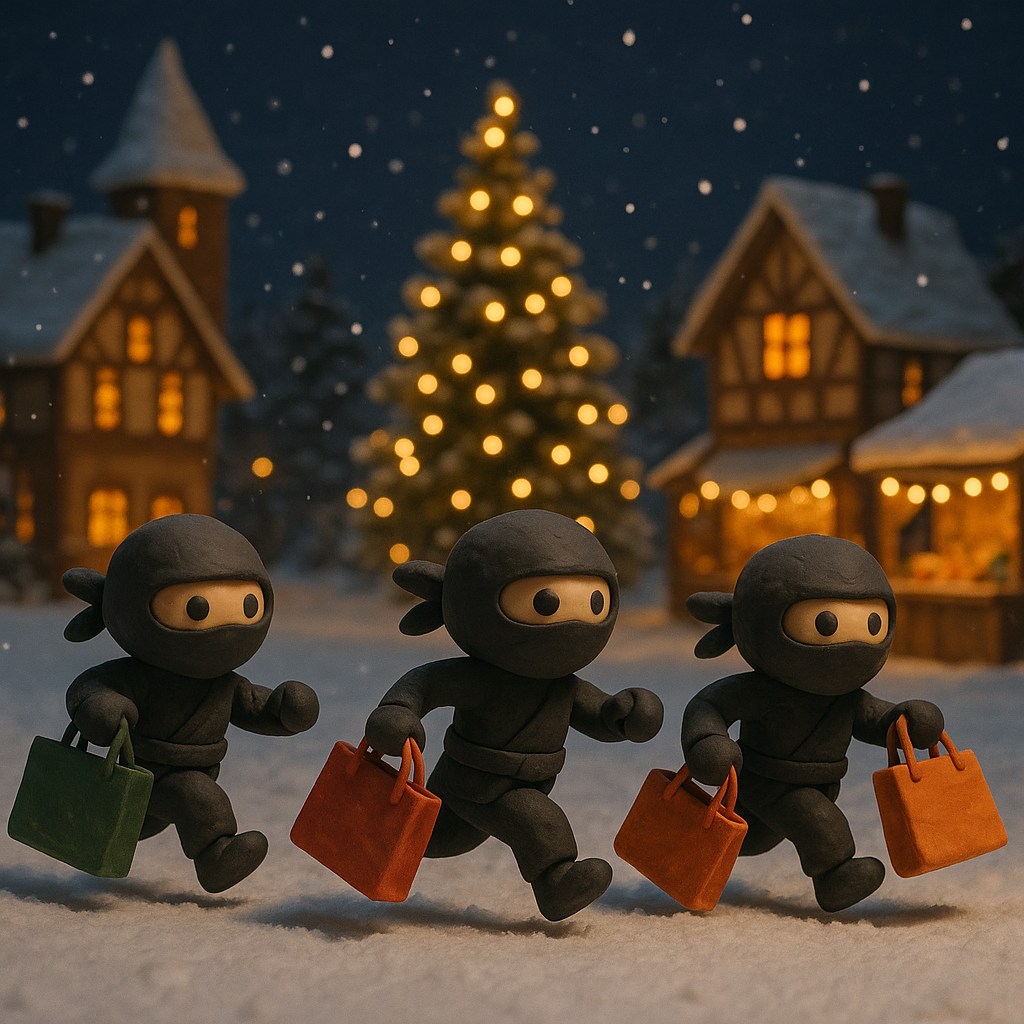 Claymation Ninja Holiday Magnet - 2.5”x2.5” includes shipping